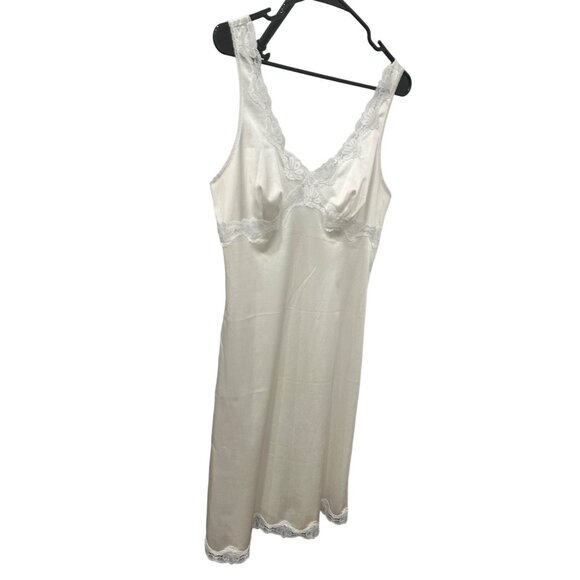 Vintage Sears Ivory Nylon Lace Slip Dress Size 36 - Picture 3 of 8